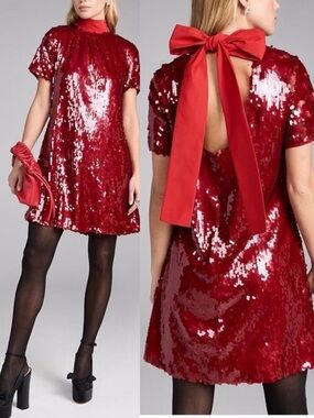 NWT NEW STAUD Mini Ilana Dress in Poinsettia